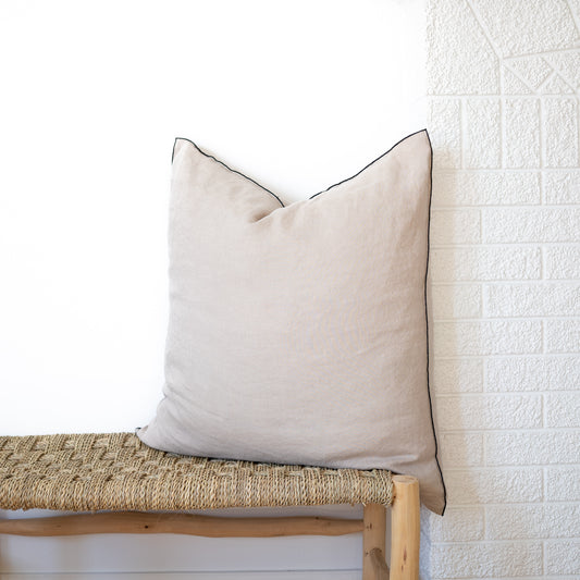 Square Edged Linen Pillow COVER - Natural