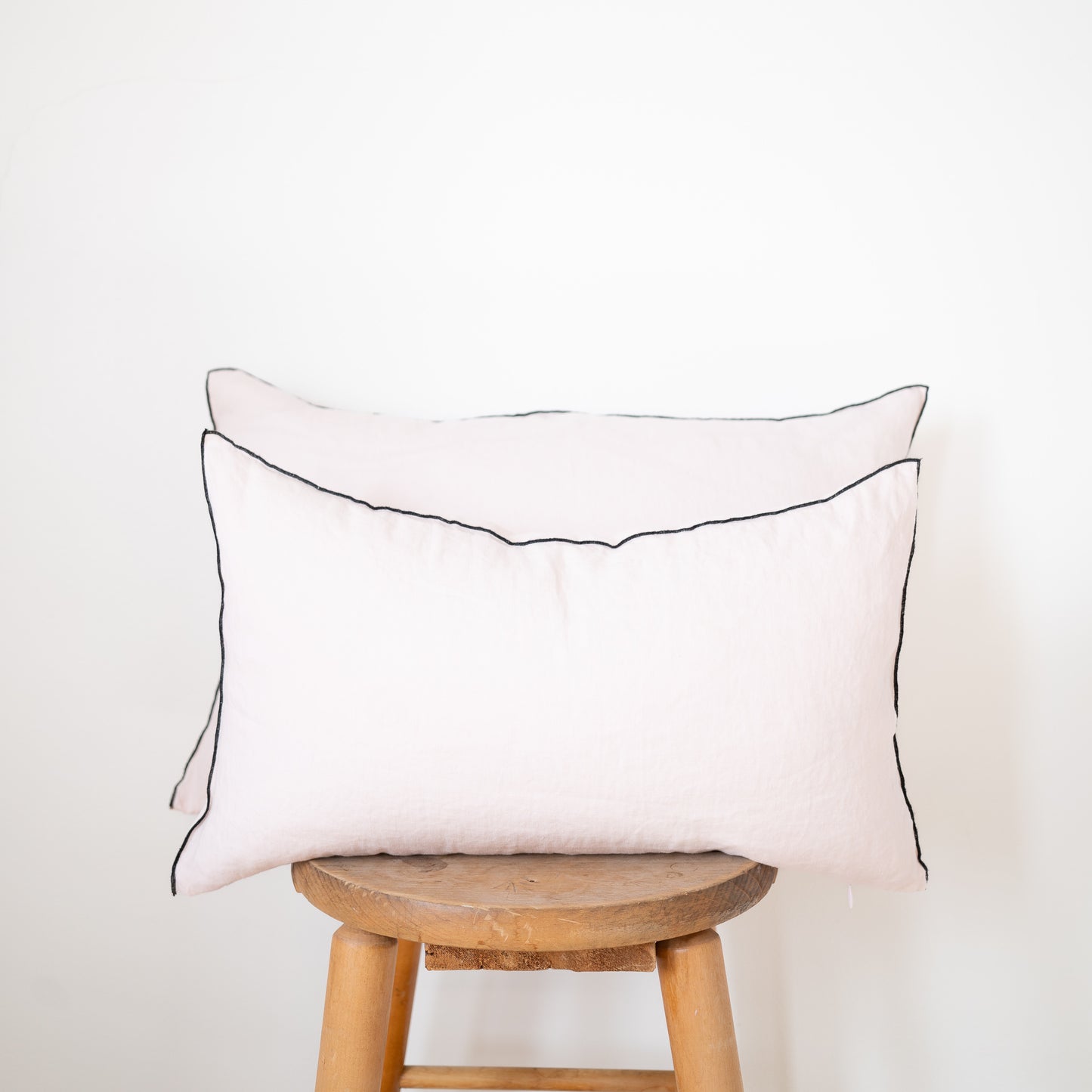 Lumbar Edged Linen Pillow COVER - Blush