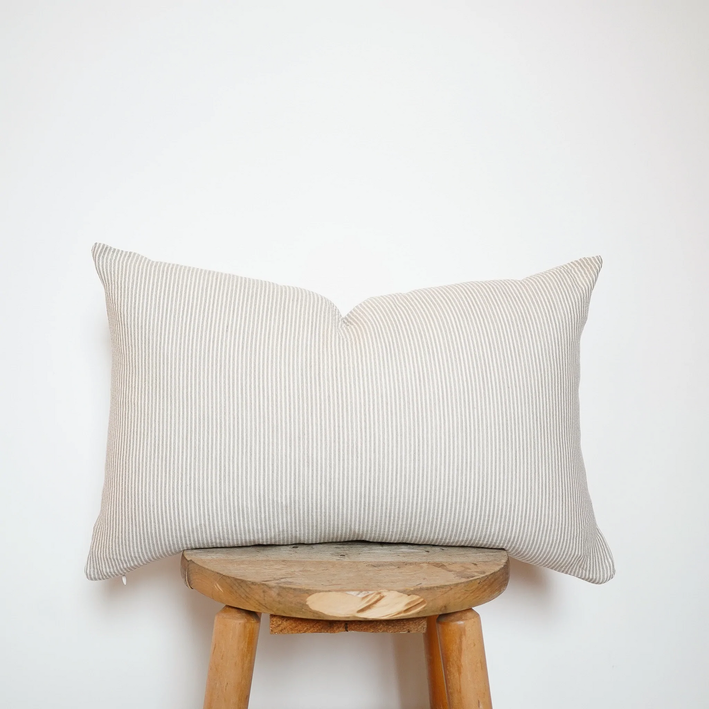 Lumbar Cotton Gauze Pillow COVER - Sage Thin Stripes